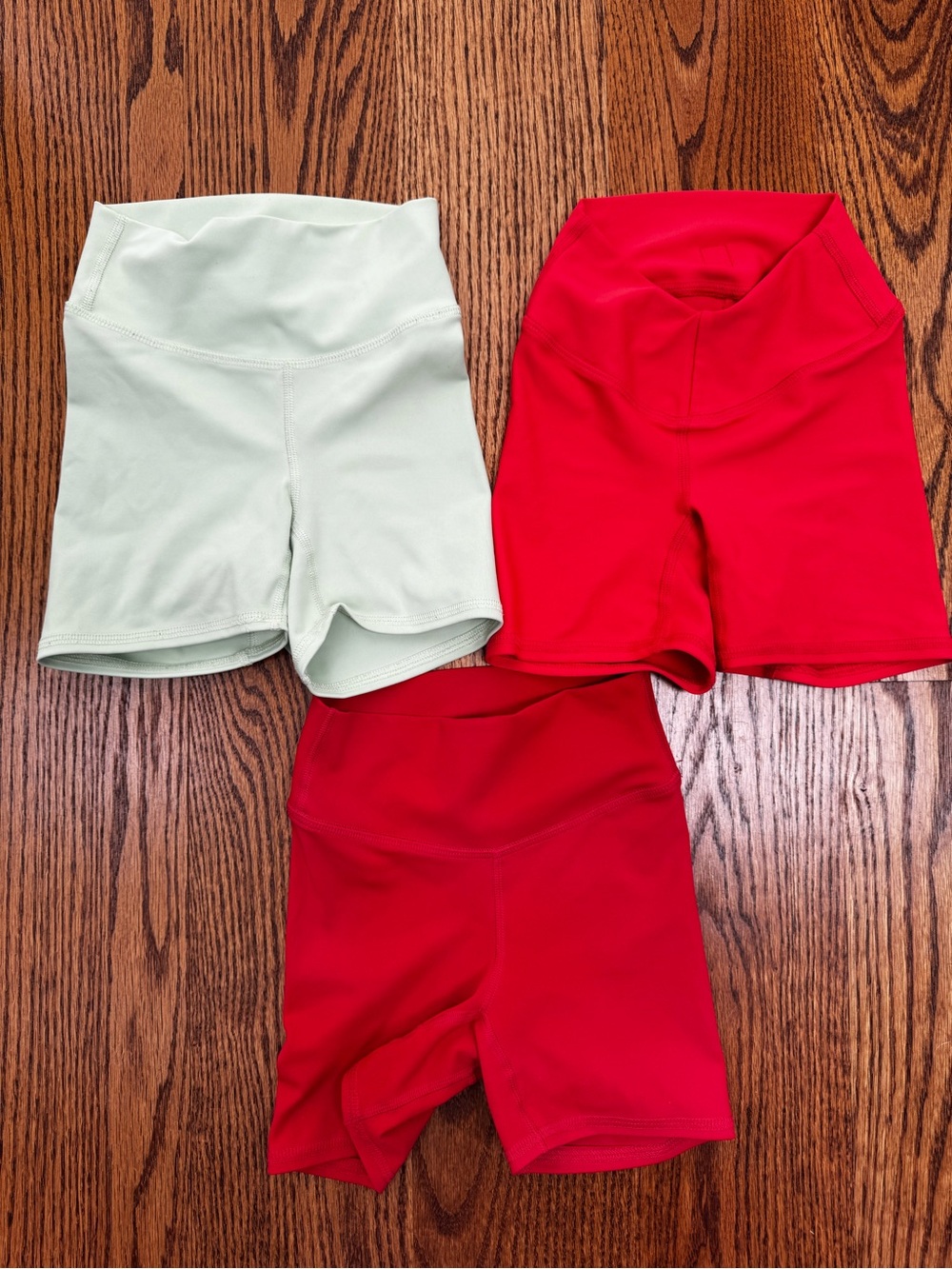 Kids High-Waist Active Bike Shorts - Red and Light Green